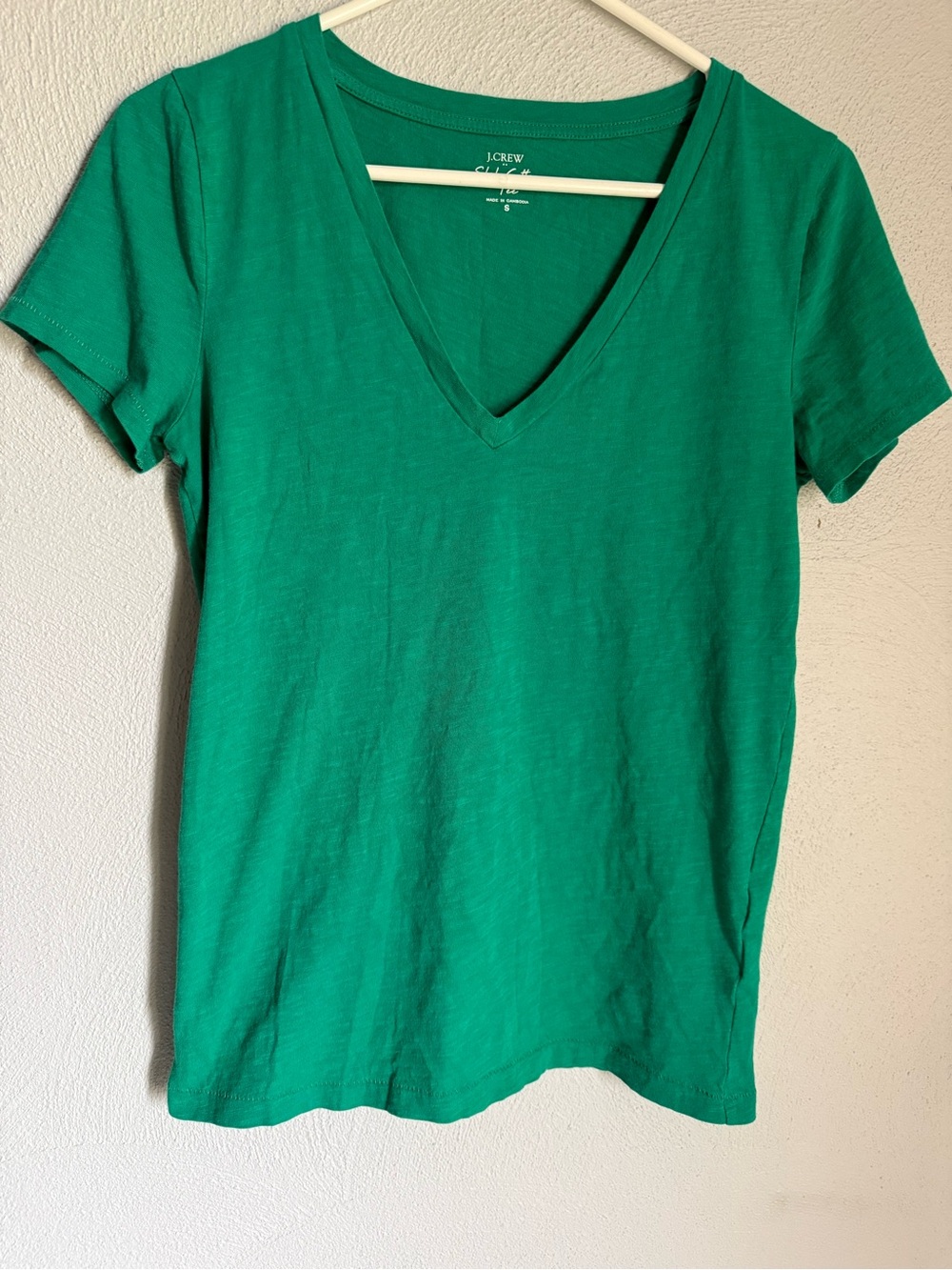 J. Crew Emerald Green V-Neck Short Sleeve Tee